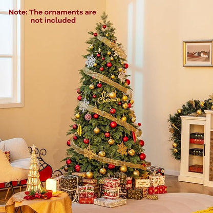 GOFLAME 6FT Artificial Christmas Tree, Hinged Xmas Spruce Tree with 721 Branch Tips, Foldable Metal Stand, Seasonal Holiday Decoration Tree for Home Office Party
