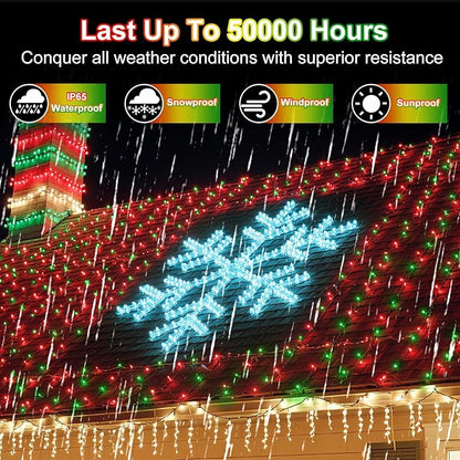 340 LED 90FT Christmas String Lights Outdoor, 12 Pro Modes and Timer Memory & Brightness, Plug in Outdoor Waterproof Clear Wire Twinkle Light for for Xmas Yard Tree Wedding Party Decor (Red & Green)