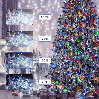 JMEXSUSS 600 LED Color Changing Christmas Lights Plug in, 168FT White & Multicolor String Lights with Remote, Christmas String Lights Outdoor Waterproof Clear Wire for Tree Xmas Decor