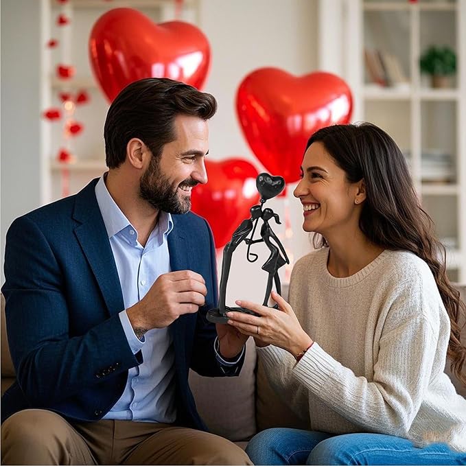 Kissing Couple Small Statue Cast Iron Sculpture Decor, Christmas for Wife Her, Wedding Anniversary Romantic Gifts for Couple Women Men Wife Husband Girlfriend Boyfriend Birthday