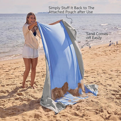WEKAPO Beach Blanket Sandproof Waterproof, Extra Large Beach Mat, Oversized & Compact Sand Free Mat Quick Drying, Lightweight & Durable with Stakes & Corner Pockets