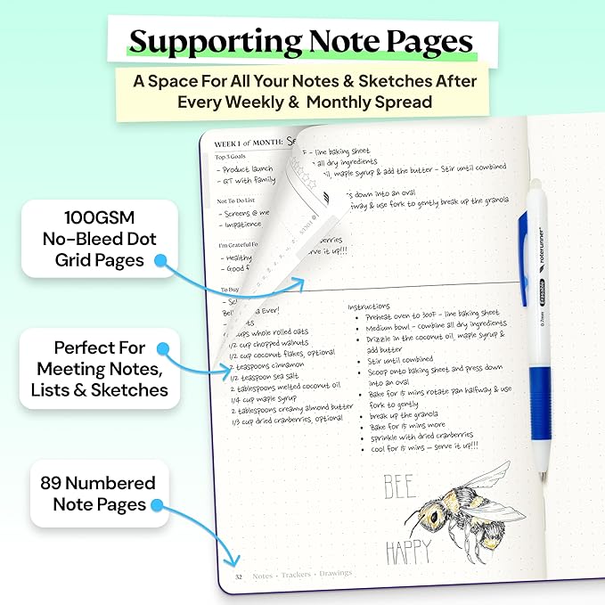 Roterunner Purpose Planner Notebook A5 5.8”x8.3” Undated 2026 Daily Weekly and Monthly Productivity Goal Setting Tool for Work Home ADHD Planner for Adults Self Care Journal (Purple Hardcover)