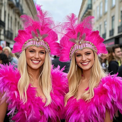 Women's Carnival Feather Headpieces Sequin Headdress for Wedding Masquerade Party Cosplay Feather Headbands