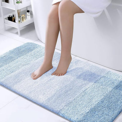 OLANLY Bathroom Rugs Mat 44x24, Extra Soft Absorbent Microfiber Bath Rugs, Rubber Backing, Quick Dry, Machine Washable Bath Mats for Bathroom Floor, Tub and Shower, Home Decor Accessories, Light Blue