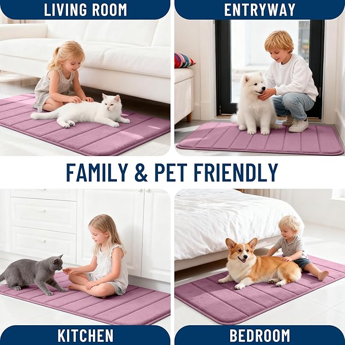 OLANLY Memory Foam Bath Mat 44x32, Super Soft Absorbent Bathroom Rugs, Quick Dry, Machine Washable Shower Floor Rugs, Bathmat Carpet, Bathroom Home Decor Accessories, Deep Plum