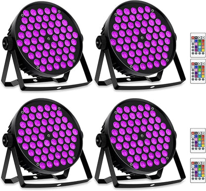 Stage Par Lights,90W 60 LED RGB Stage Par Light DJ Can Lights Sound Activated Auto Play by Remote&DMX Control DJ Stage Party Lighting for Events Wedding Church Party DJ Live Show 4Pack