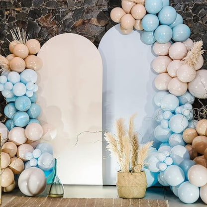 Dusty Blue Balloon Arch Kit,122Pcs Light Blue Sand White Metallic Gold Matte Balloons for Kids Boy Baby Shower Decorations Wedding Graduation Bridal Engagement Birthday Party Supplies