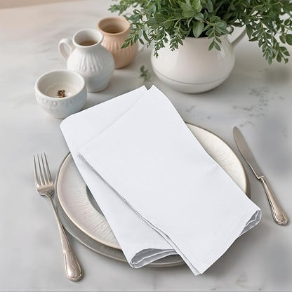 Zoyer Cloth Napkins Set of 12, 18x18 Inches Cotton Enrich Napkins Cloth ‎Washable, Soft & Durable Dinner Napkins for Parties, Wedding, Christmas, ‎Thanksgiving & Everyday Use - White