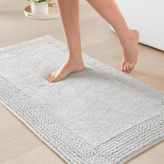 Madison Park Splendor Reversible 100% Cotton Tufted Bathroom Rug-3000 GSM Hotel Quality Luxurious Plush Medium Pile Bath Mat Absorbent, Quick Dry, Shower Room Décor, 20x30 Grey