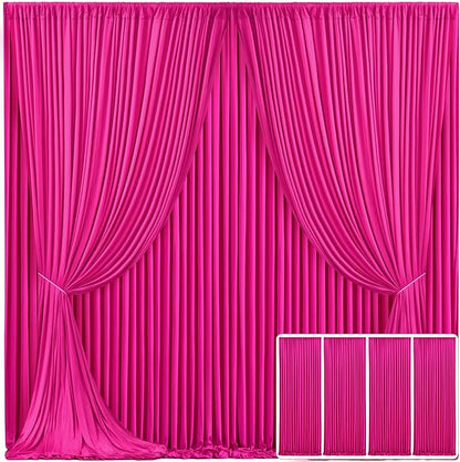 4 Panels Fuchsia Backdrop Curtain for Parties Birthday Party Wrinkle Free Hot Pink Photo Curtains Backdrop Drapes Fabric Decoration for Wedding 20ft(W) x 10ft(H)