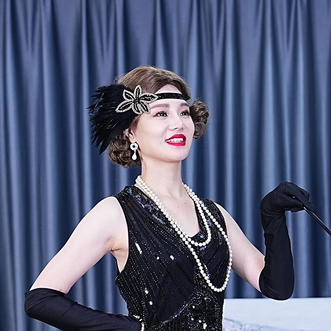 1920S Headband For Women Feather 20s Gatsby Headpiece Flapper Headband for Girl