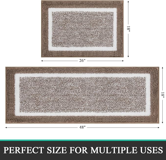 Pauwer Bathroom Rugs Sets 2 Piece, Non Slip Bath Mats for Bathroom, Absorbent Bath Rugs Floor Mat, Machine Washable Shower Rugs for Bath Floor, Tub and Shower