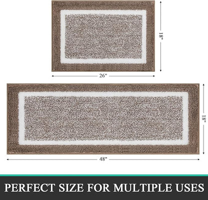 Pauwer Bathroom Rugs Sets 2 Piece, Non Slip Bath Mats for Bathroom, Absorbent Bath Rugs Floor Mat, Machine Washable Shower Rugs for Bath Floor, Tub and Shower