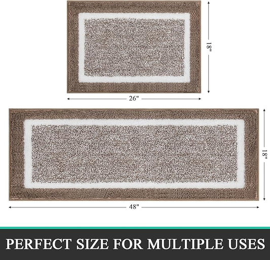 Pauwer Bathroom Rugs Sets 2 Piece, Non Slip Bath Mats for Bathroom, Absorbent Bath Rugs Floor Mat, Machine Washable Shower Rugs for Bath Floor, Tub and Shower