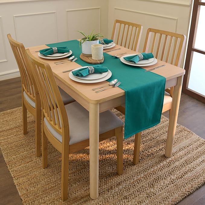 Encasa XO Emerald Cloth Napkins Set of 12, 17"x17" | Solid Color Cotton Dinner Napkins | Washable & Reusable Napkins for Dining Table Fall Decoration, Holiday & Christmas Festivals