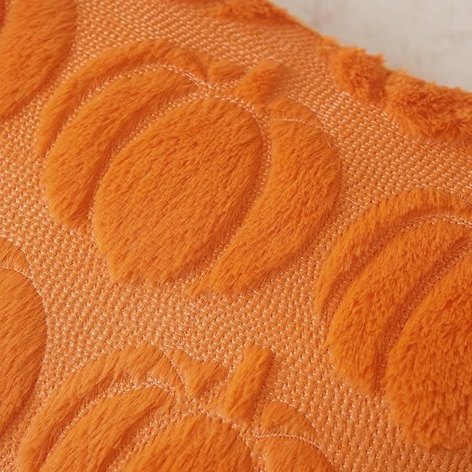 GEEORY Fall Pumpkins Soft Plush Pillow Covers, 26 x 26 Inch Set of 2, Fluffy Faux Fur Wool Decorative Farmhouse Cushion Case for Sofa Home Decoration Orange Pumpkin GC021-26