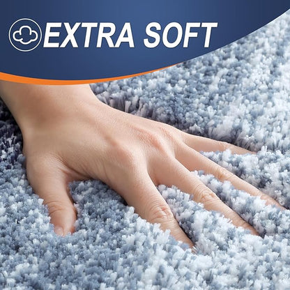OLANLY Bathroom Rugs Mat 44x24, Extra Soft Absorbent Microfiber Bath Rugs, Rubber Backing, Quick Dry, Machine Washable Bath Mats for Bathroom Floor, Tub and Shower, Home Decor Accessories, Airy Blue
