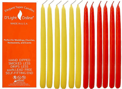 D'light Online Elegant 12" Seasonal Fall Taper Candles Premium Quality - Unscented, Hand-Dipped Tapered Candles, Dripless and Smokeless - Set of 12 (12 Inch, Contemporary Autumn)