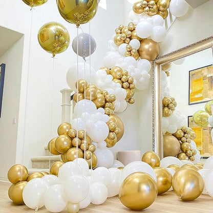PartyWoo Metallic Gold Balloons 4pcs 36 Inch Extra Large Big Jumbo Giant Chrome Gold Latex Helium Balloons for Graduation Baby Shower Birthday Bachelorette New Year Party Decorations Gold-G101