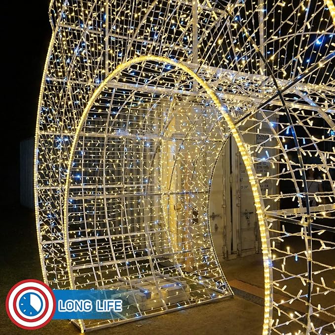 Russell Decor 100ft/30m Led Rope Lights Lamps Kit Indoor Outdoor Decorative Lighting for Party Wedding Trees Backyard Patio Deck Bright Flexible String Tube Lights Waterproof- Warm White