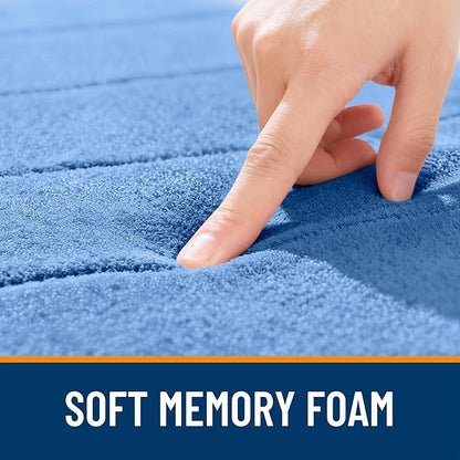 OLANLY Memory Foam Long Bathroom Rugs Runner 47x24, Super Soft Absorbent Bath Mat, Quick Dry, Machine Washable Shower Rugs, Bathmat Carpet, Bathroom Home Decor Accessories, Cornflower Blue