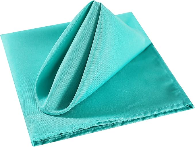 Cloth Napkins 17x17 inch Washable Polyester Dinner Napkins Soft Table Napkins for Wedding Party Dining Banquet(Turquoise,25PCS)
