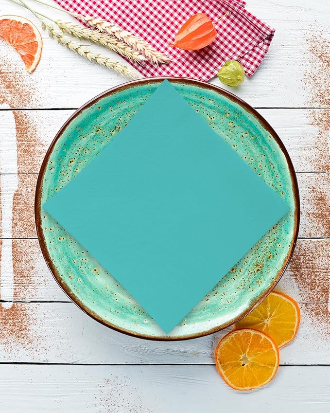 Mint Blue Cocktail Napkins 5 * 5inch disposable Beverage Napkin paper for Cocktail, Wedding, Dinner，Birthday Party Dessert Wine Paper Napkins（ 120 Count）