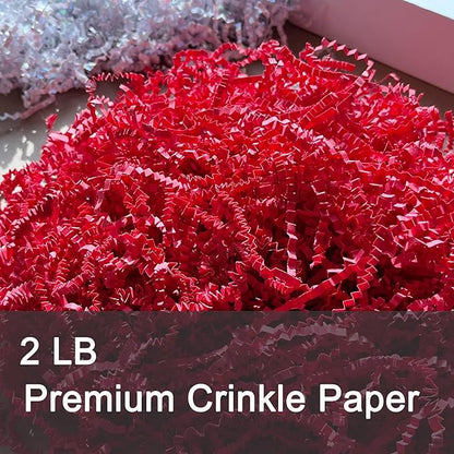 Red Crinkle Paper Filler 2 LB Shredded Confetti for Gift Basket Stuffing Easter Egg Grass