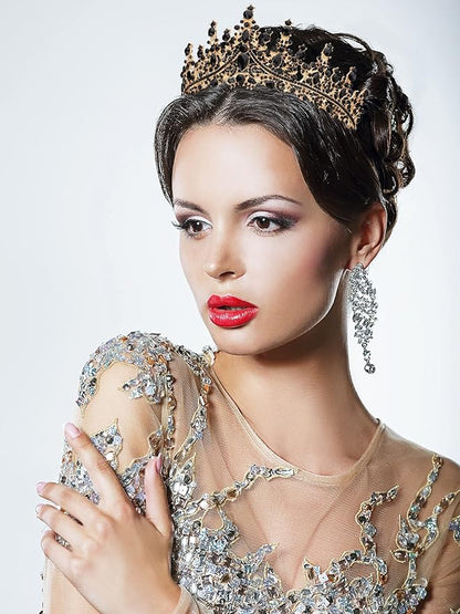 COCIDE Bronze Tiara and Crown for Women Baroque Crystal Queen Crown Vintage Rhinestone Tiara for Girl Bride Wedding Hair Accessories for Bridal Birthday Party Prom