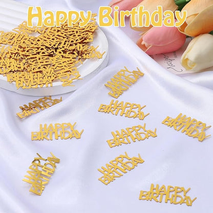 100 Pcs Gold Happy Birthday Confetti, Gold Confetti Birthdays Party Decorations Birthday Table Decorations Cake Balloon Scatter Decoration for Birthdays, Baby Shower Party Supplies