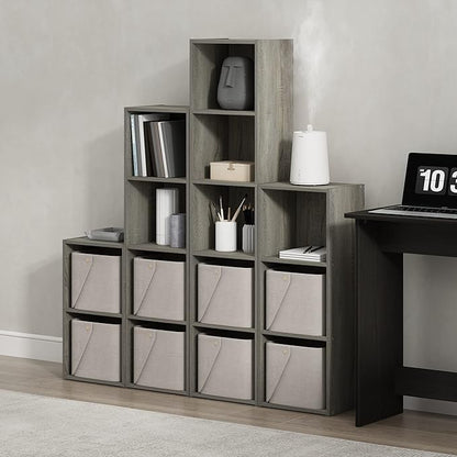Furinno PASIR Book Shelf, 4-Tier Modern Bookshelf, Open Shelves Bookcase 9 x 12 x 42, for Living Room, Bedroom, Home Office, French Oak