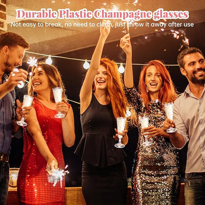 SUREHOME Plastic Champagne Flutes 200 Pack Champagne Glasses Disposable Mimosa Glasses 5 Oz Crystal Clear Plastic Flutes for Party Drinking Cocktail Cups Acrylic Wedding Toasting Glasses Flutes Bulk