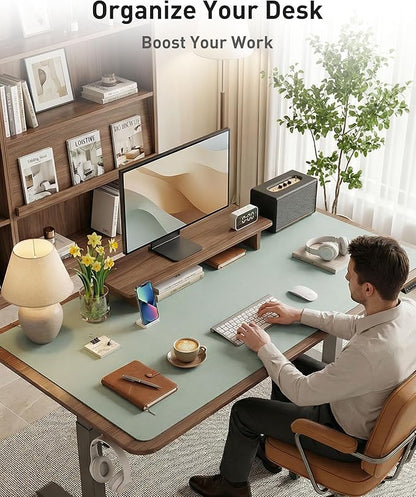 Aothia Faux Leather Desk Mat - Large Mouse Pad, Non-Slip PU Leather Blotter, Waterproof Writing Surface for Office and Home (Light Blue, 40" x 24")