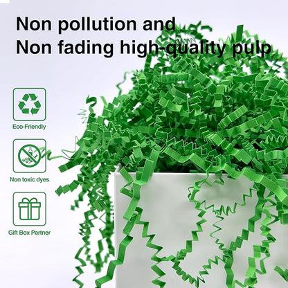 2LB Crinkle Cut Paper Shred Filler for Bag Gift Box Basket Confetti Paper Shreded Stuffing Decoration for Valentine's Day Holiday Party (Forest Green)