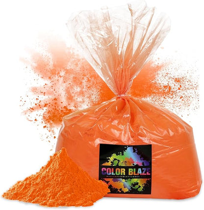Color Blaze Holi Colored Powder - 5 lbs of Orange Powdered Color - for Fun Runs, Color Toss, Rangoli, Powder War, Backyard Party & Festivals - Pack of 1 Colorful Bag - 5 Pounds in Bulk - Orange