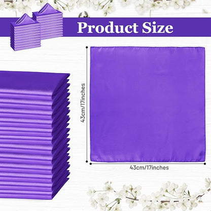 Bailarina 40 Pack Purple Satin Napkins,17x17 Inches Wedding Napkins Square Soft Silky Table Napkins Bulk Decorative Elegant Cloth Napkin for Party Decoration, Banquet,Wedding,Graduation