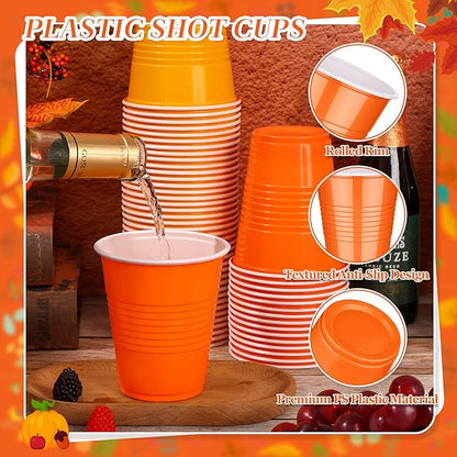 KesaPlan 100 PCS 12 OZ Thanksgiving Plastic Party Cups, Diaposable Yellow & Orange Cups, Fall Drinking Cup Bulk for Thanksgiving Easter Halloween Wedding Birthday Graduation Gathering Celebrations