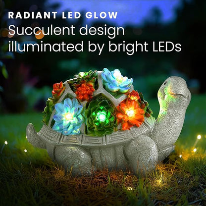 HOM Solar Turtle Statue - Solar Powered Turtle for Garden Decor with LED - Waterproof Solar Lights Outdoor for Patio, Yard, Porch