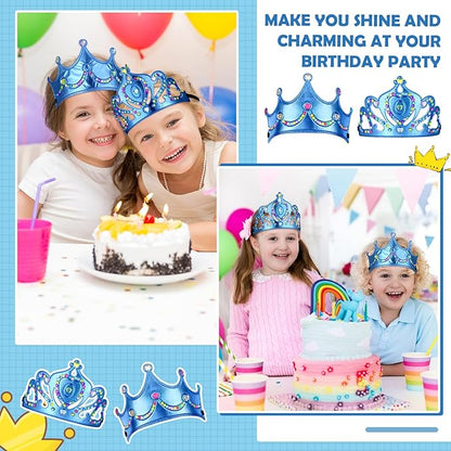 Yaomiao 44 Pcs Foam Crowns for Kids Princess Tiaras Crowns Bulk Diamond Sticker Making Kits for Birthday Party Supplies