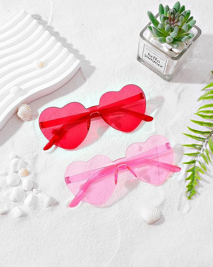 40 Pairs Heart Shaped Sunglasses Bulk, Colorful Rimless Fun Heart Sunglasses for Women Party Favors
