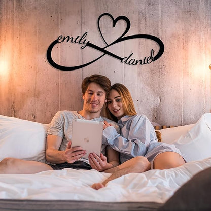 Personalized Valentines Day Metal Wall Sign, Custom Infinity Heart Love Couple Name Sign, Valentine Day Couple Gift, Metal Engagement Sign, Wedding Gift For Husband and Wife, Home Decoration