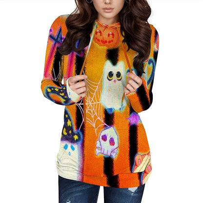 Halloween Sweatshirts For Women Long Sleeve Spooky Graphic Sweatshirts Pumpkin Pullover Halloween Party Club Wear
