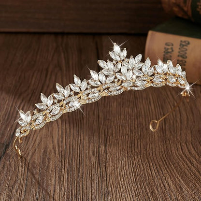 Crystal Tiaras & Crowns for Women, Bride Royal Queen Headband Princess Headpieces for Birthday Cake Crown & Prom Pageant Party