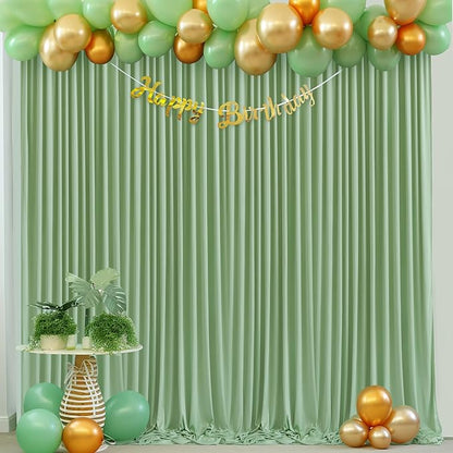 10x10 Sage Green Backdrop Curtain for Parties Wrinkle Free Dark Green Photo Curtains Backdrop Drapes Fabric Decoration for Baby Shower Birthday Party Photography 5ft x 10ft,2 Panels