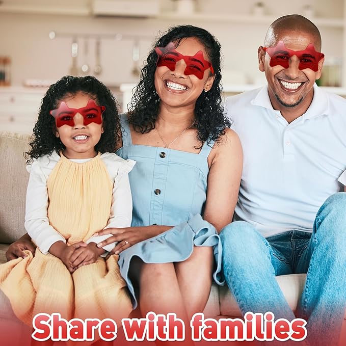 10/20/30/40 Pack Star Sunglasses Rimless Transparent Pentagram Shaped Sunglasses Bulk Party Favor Glasses for Women (20, Red)