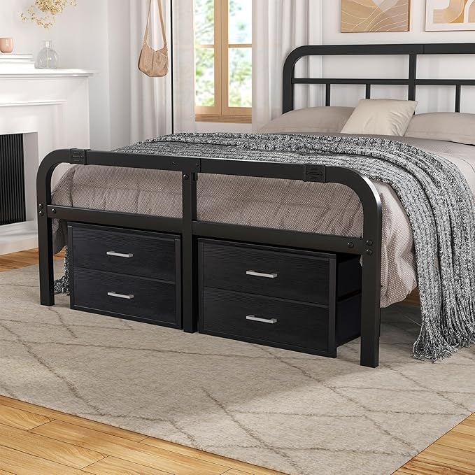 BOLUO Stackable Storage Drawers Closet Organizers and Storage Fabric 2 Drawer Dresser for Bedroom Set of 2 Black Modern