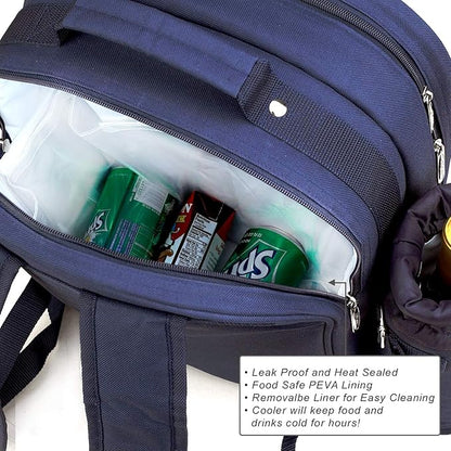 Picnic at Ascot Original Equipped 2 Person Picnic Backpack with Cooler, Insulated Wine Holder & Blanket - Designed & Assembled in the USA
