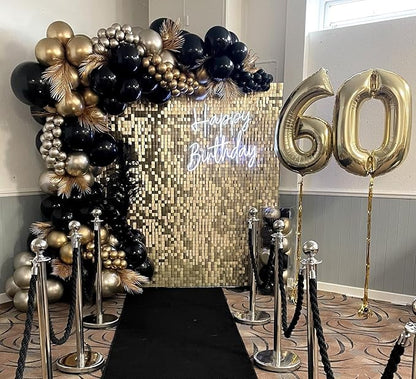 Shimmer Wall Backdrop Champagne Gold Sequin Wall Panel Backdrop Decor for Wedding, Anniversary, Birthday, Party, 36 Panels