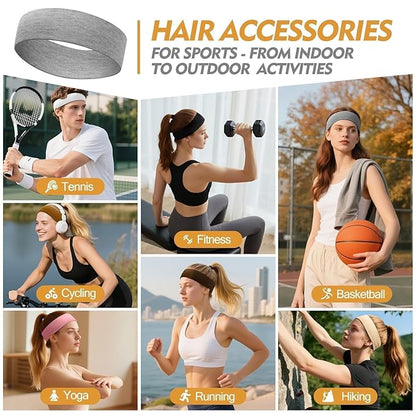 Headbands for Women Stocking Stuffers - 8Pcs Head Bands Non Slip for Women's Hair Accessory Stretchy Fabric Sweat Headband for Workout Sport Yoga Running Christmas Birthday Gifts for Women Valentines