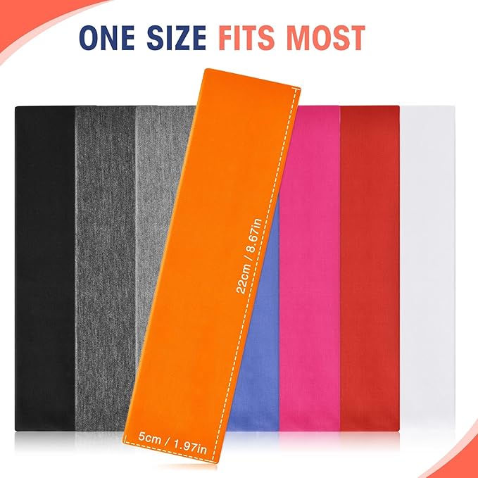 Hotop 20 Pcs Sport Stretchy Headbands for Girls Women Non Slip Soft Fabric Elastic Headband Bulk for Yoga DIY Team Gifts